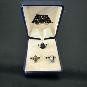 Vintage 1977 Star Wars Darth Vader, C-3PO And R2D2 Adjustable Rings Original Box